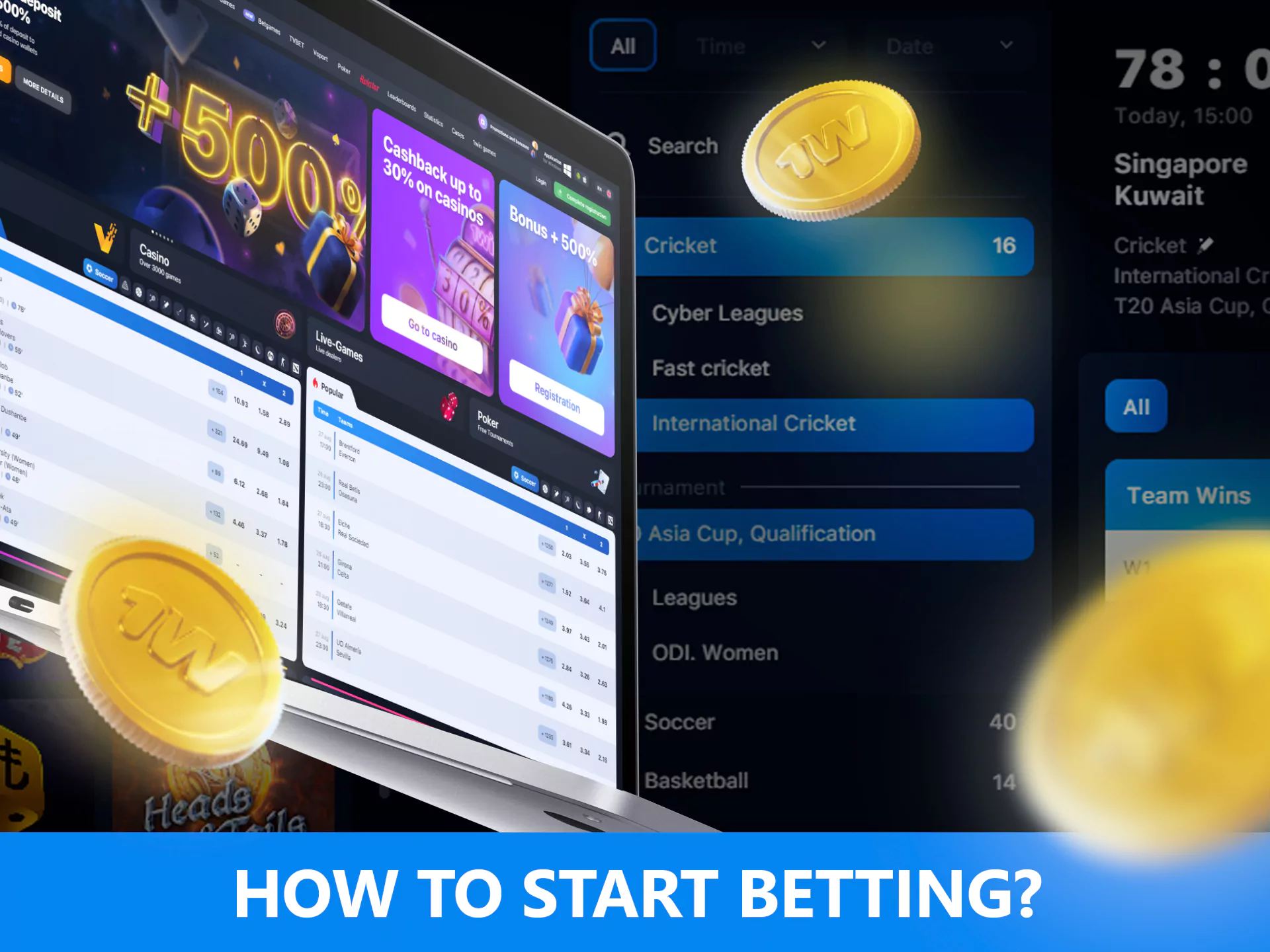 To start betting, you should sign up or log in to the wow77 account.