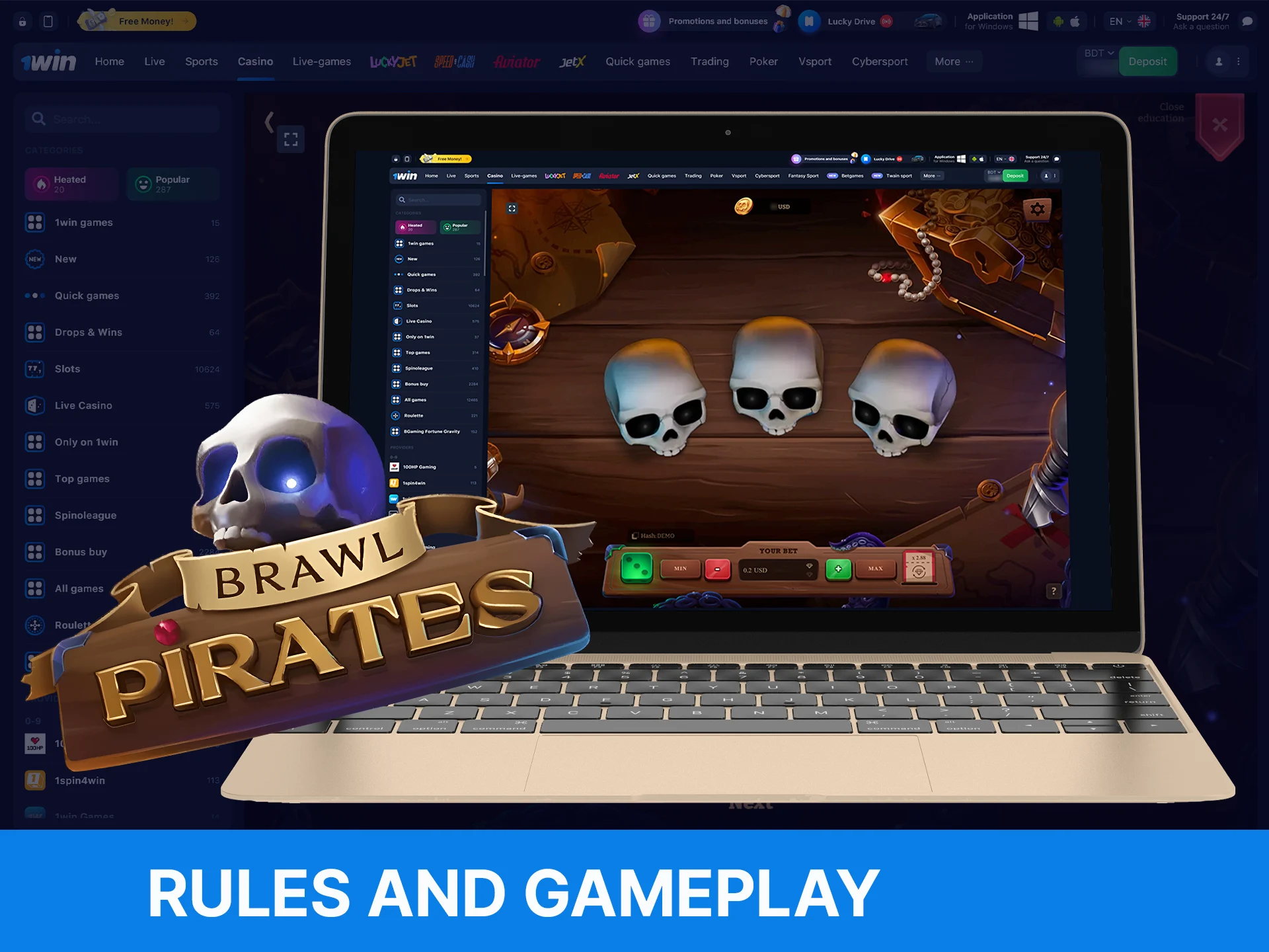 What are the rules and the goal of Brawl Pirates game at 1Win.