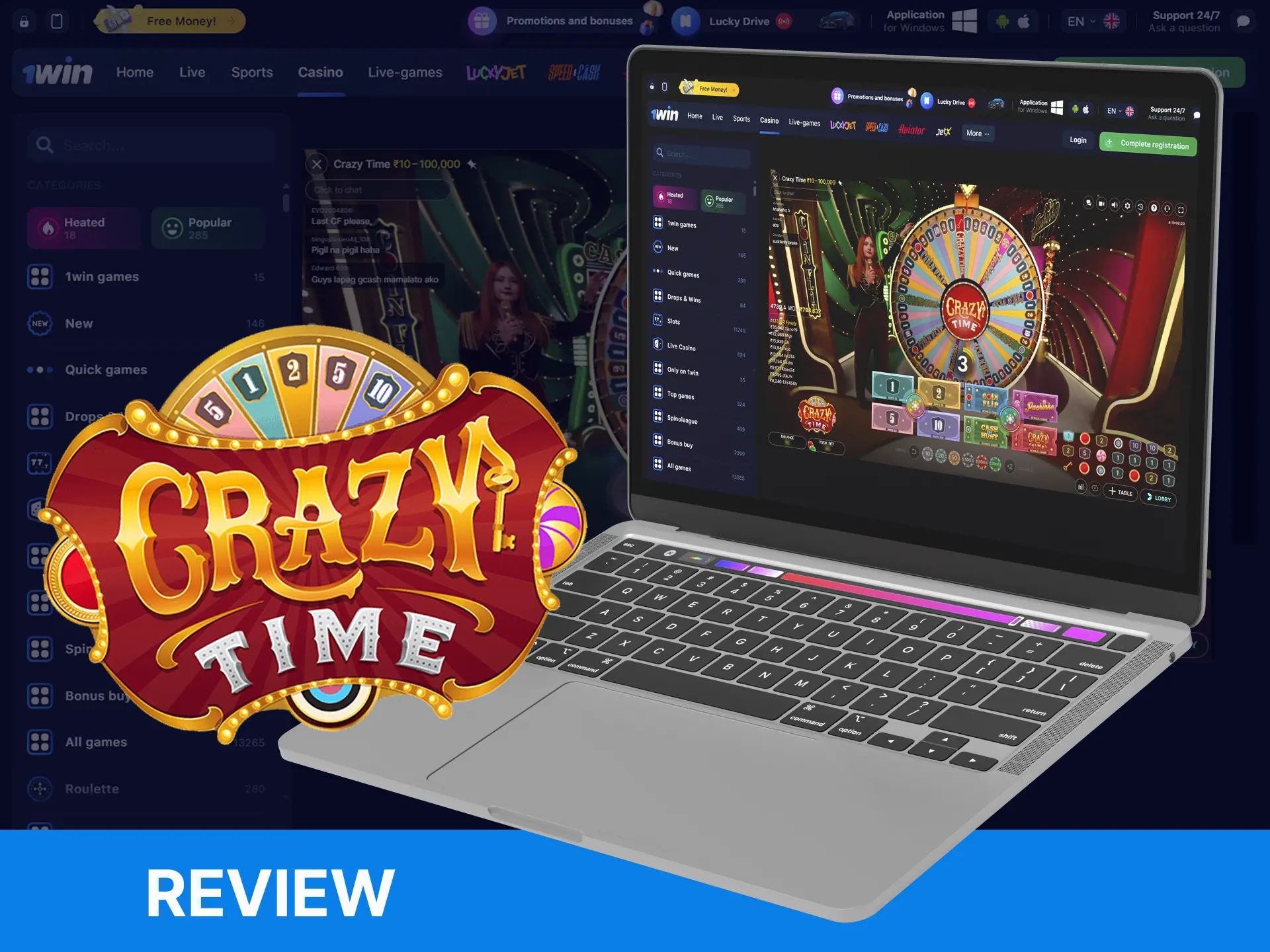 A review of the exciting game Crazy Time on the 1Win website.